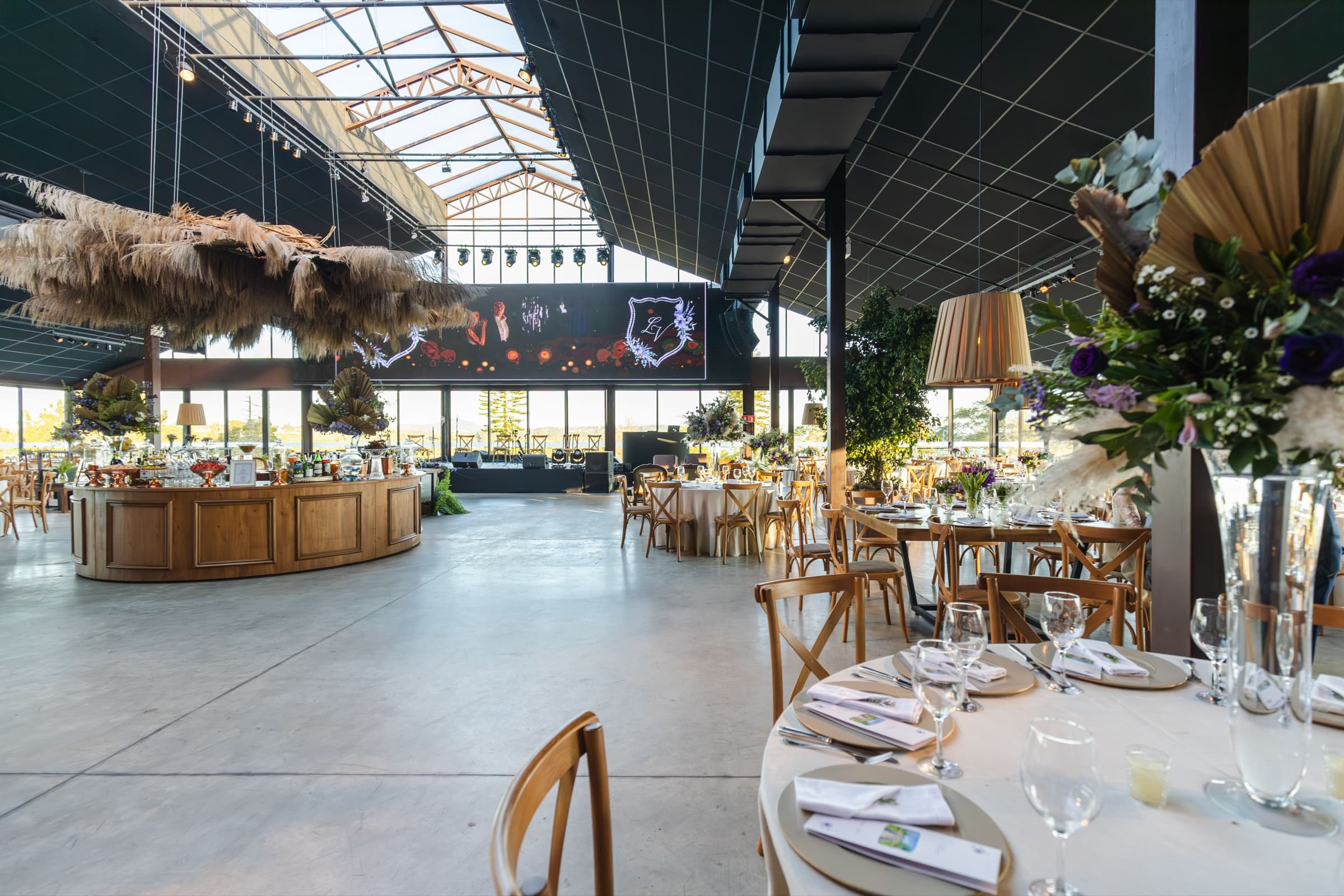 A venue prepared for a gathering
